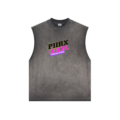 Washed Crew Neck Tank Top(250GSM)