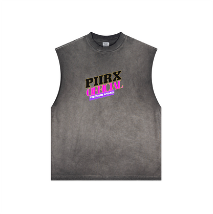 Washed Crew Neck Tank Top(250GSM)