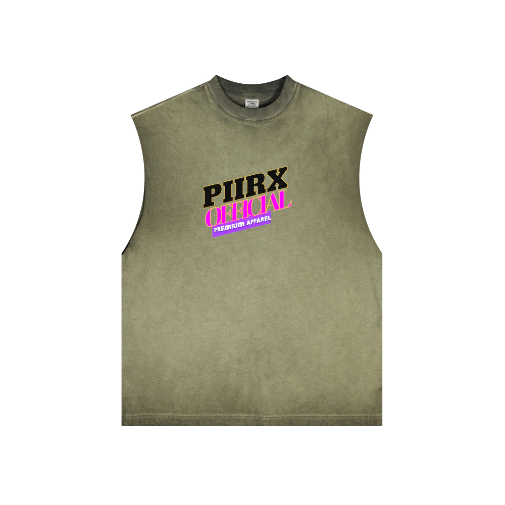 Washed Crew Neck Tank Top(250GSM)
