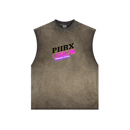 Washed Crew Neck Tank Top(250GSM)