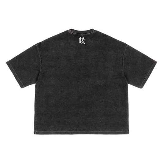 Waffle-Texture Washed Cropped Boxy T-Shirt(250GSM)