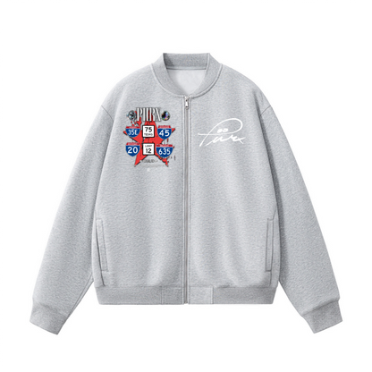 Unisex Fleece Zip-Up Baseball Jacket（360GSM）