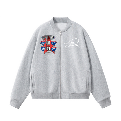 Unisex Fleece Zip-Up Baseball Jacket（360GSM）