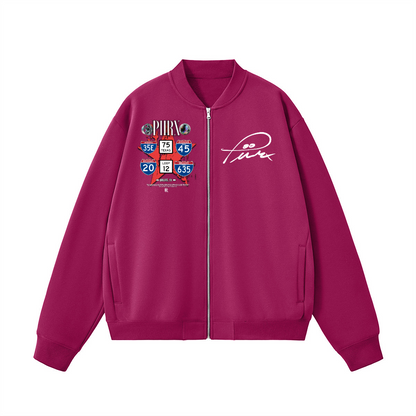 Unisex Fleece Zip-Up Baseball Jacket（360GSM）