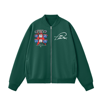 Unisex Fleece Zip-Up Baseball Jacket（360GSM）