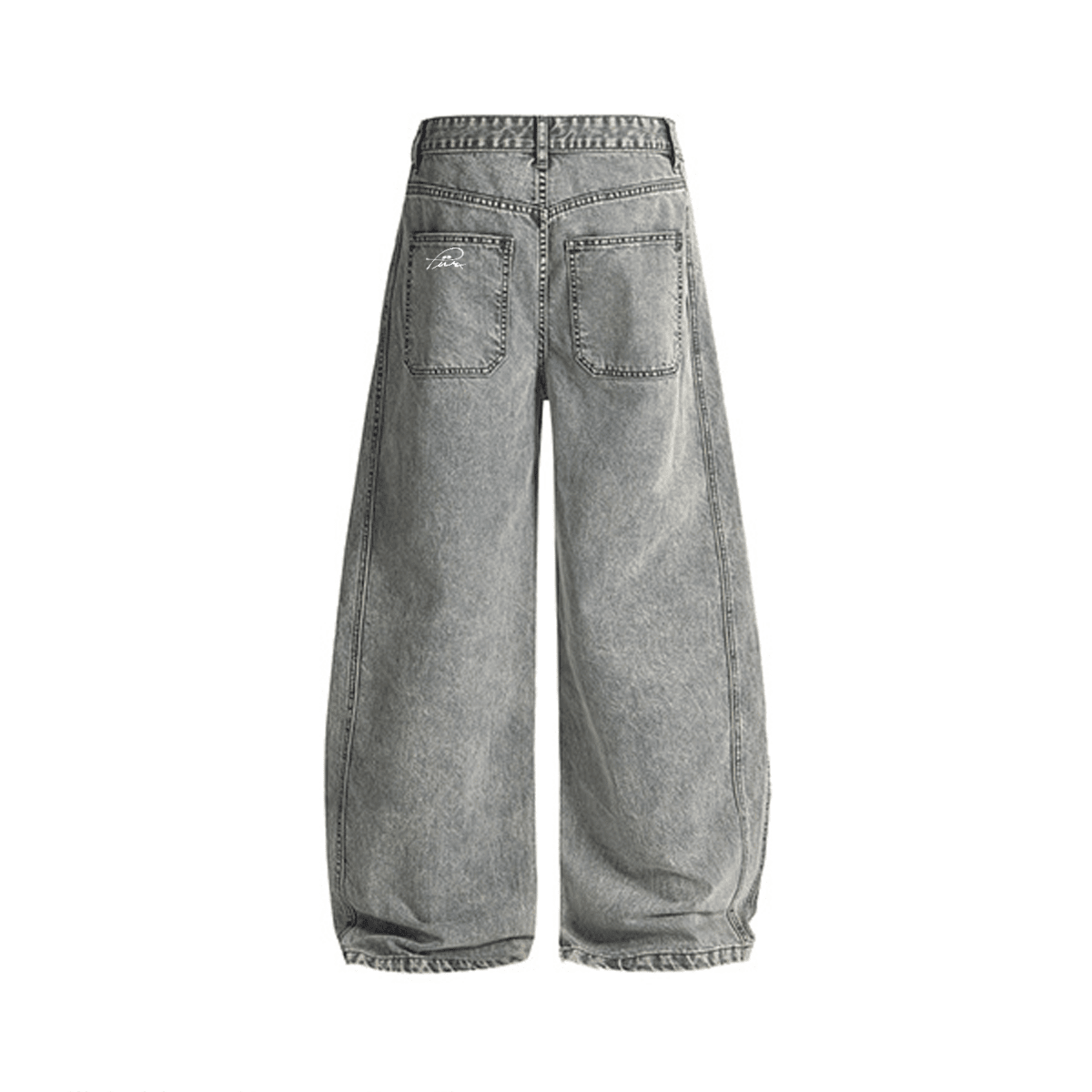 Unisex Washed Curved Blade Denim Jeans
