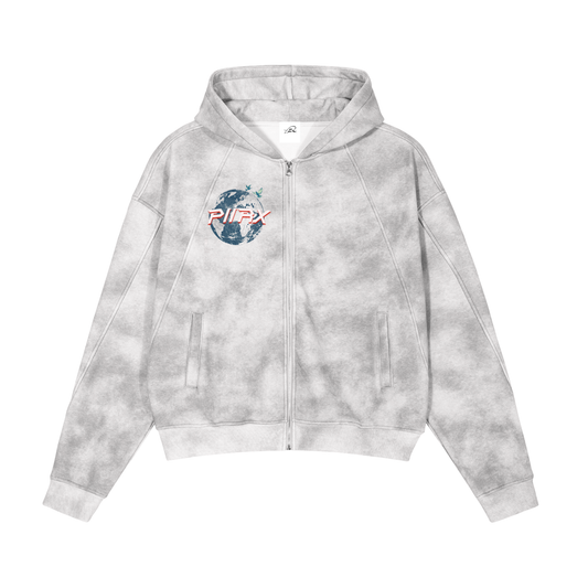 Marble Wash Zip Hoodie